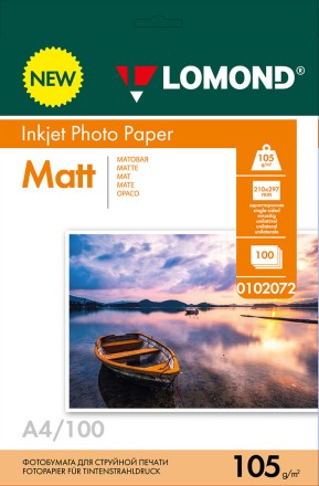 Фотобумага Lomond матовая А4 (0102072), 105 гр./100 л, односторонняя, для струйной печати