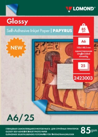 Самоклеющаяся бумага Lomond А6(10*15) (2423003), глянцевая, текстура "Папирус"